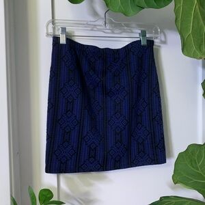 Black and Blue Tribal Print Mini Tube Skirt